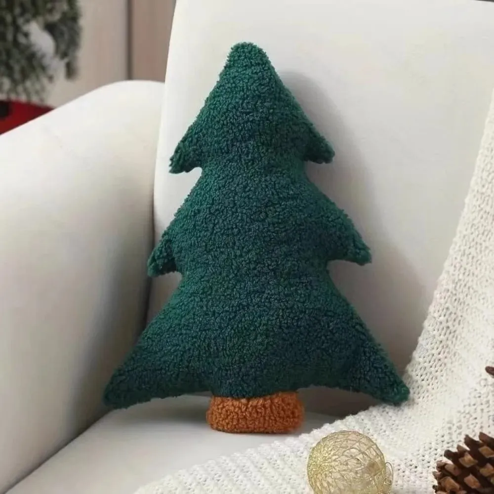 Niedliches 40 cm großes Weihnachtsbaumkissen, weich gefülltes Plüschkissen, festliches Dekokissen, Heimdekoration
