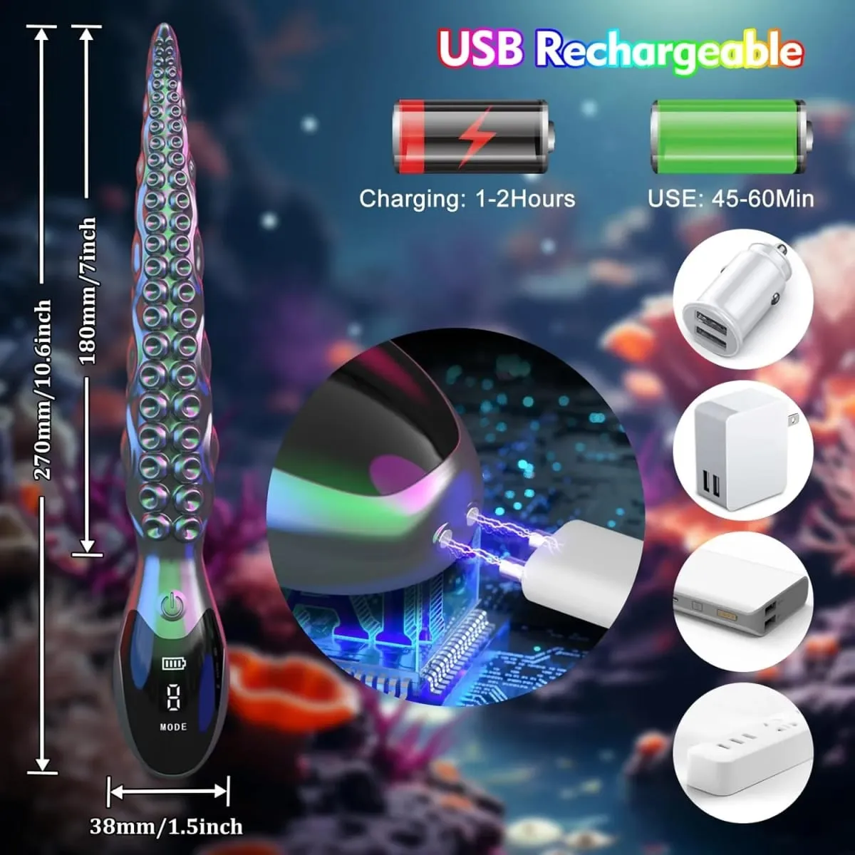 Vibrando realista g-ponto vibradores-display led polvo tentáculo clitoriano vibrador 10.7 "silicone vibrador brinquedos sexuais adultos para mulher — image 5