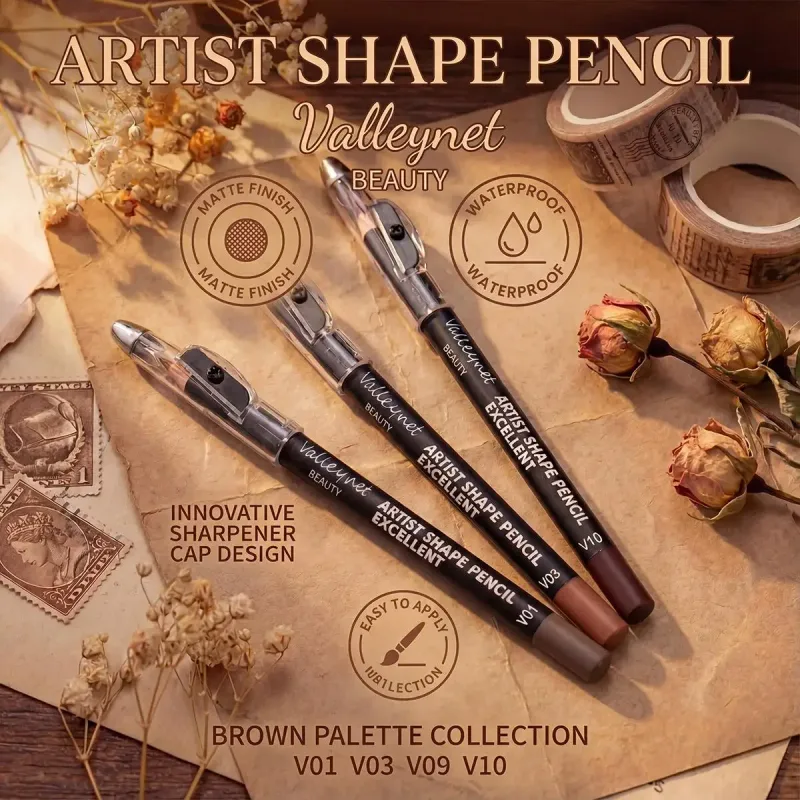 4 ชิ้น Brown Shades Lip Liner Set Matte Waterproof เข้ากันได้กับลิปกลอสและลิปสติกต่างๆ ขนาดกระเป๋าพกพา — image 3
