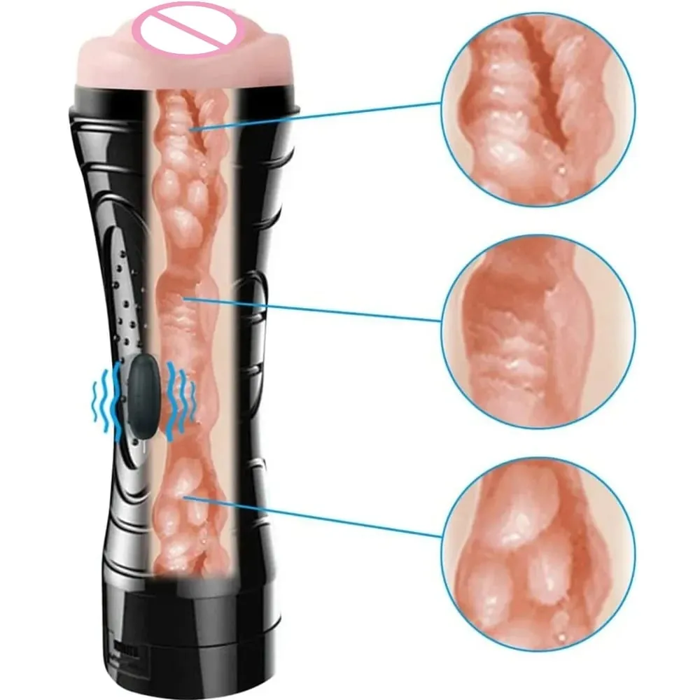 Masturbatore maschile Succhiare Rotazione Esercizio di resistenza Carne come la luce Vibratin 2-in-1 Masturbaror Parar Hombre Giocattoli del sesso per gli uomini — image 6