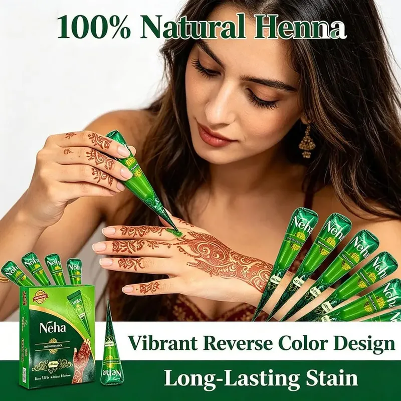 Henna Paste Cones ธรรมชาติบริสุทธิ์พืชกันน้ำยาวนานชั่วคราว Tattoo Mehndi ครีม Body Art มือวาดวาง — image 1