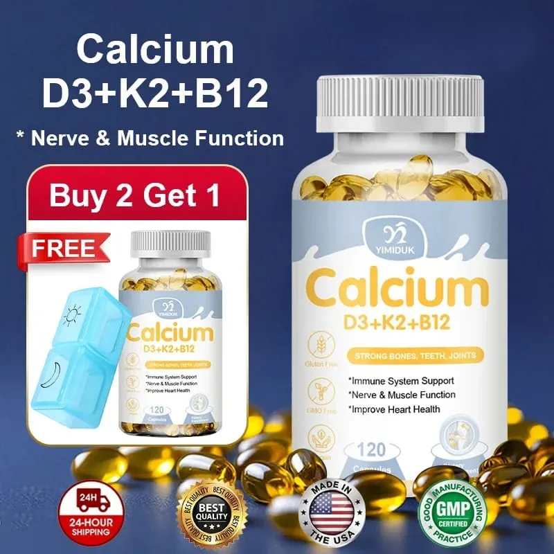 Premium Calcium D3 K2 B12 Capsules Supports Bones & Teeth Calcium Absorption Nerve Health Muscle Function & Vitality — image 2
