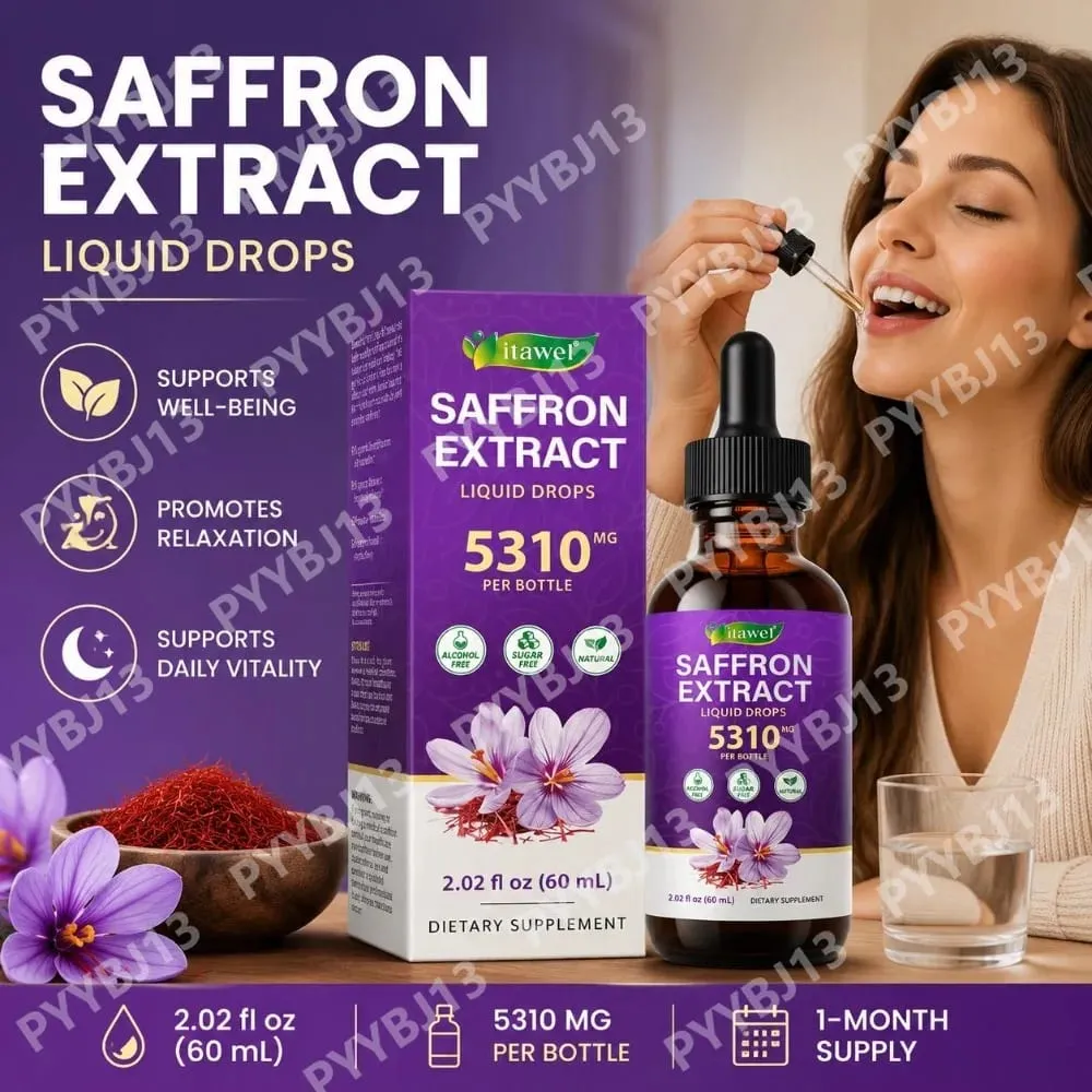 Saffron Extract Liquid Drops 117mg bawat Serving para sa Antioxidant Balanced Mood Healthy Sleep & Premenstrual Comfort Support 60ML — image 1