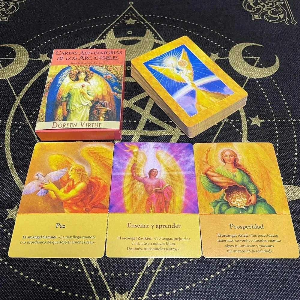 10,4 * 7,3 cm Erzengel-Orakel-Karten in spanischer Version, Schicksalstipps, Engel, Oraculos, Brettspiel-Deck, 44 Stück Karten