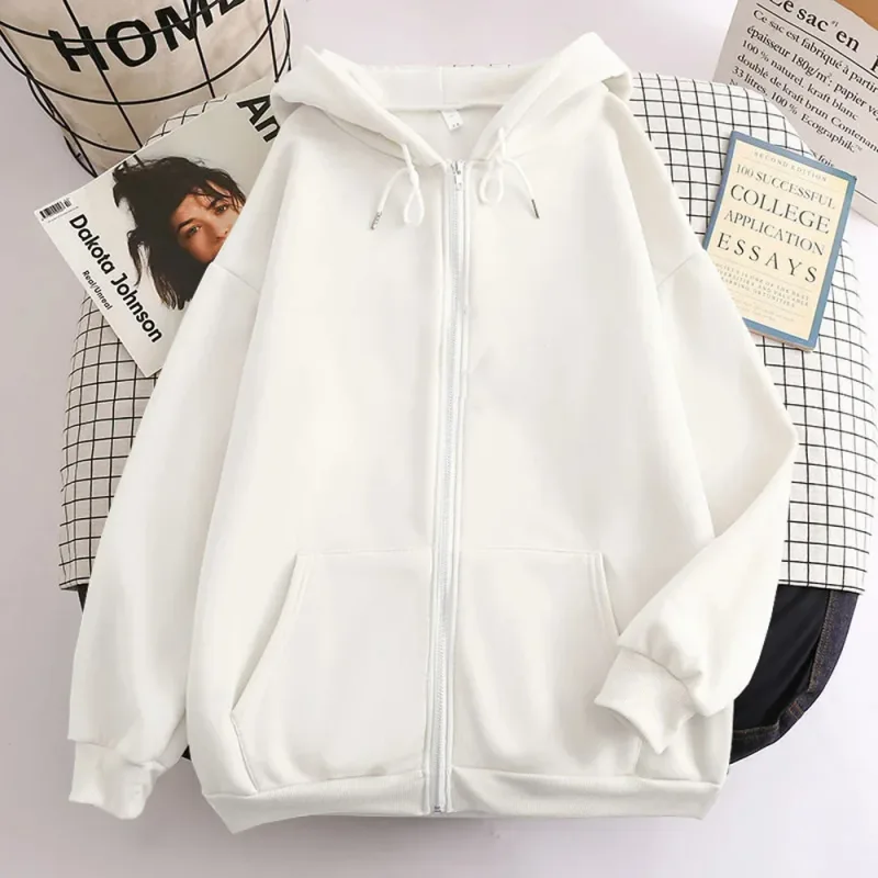 High Street Hoodie Men Solid Color Zip Up Long Sleeve Loose Jacket Coats Casual Hooded Sweatshirt Y2K Fashion Outdoor Clothes — image 3