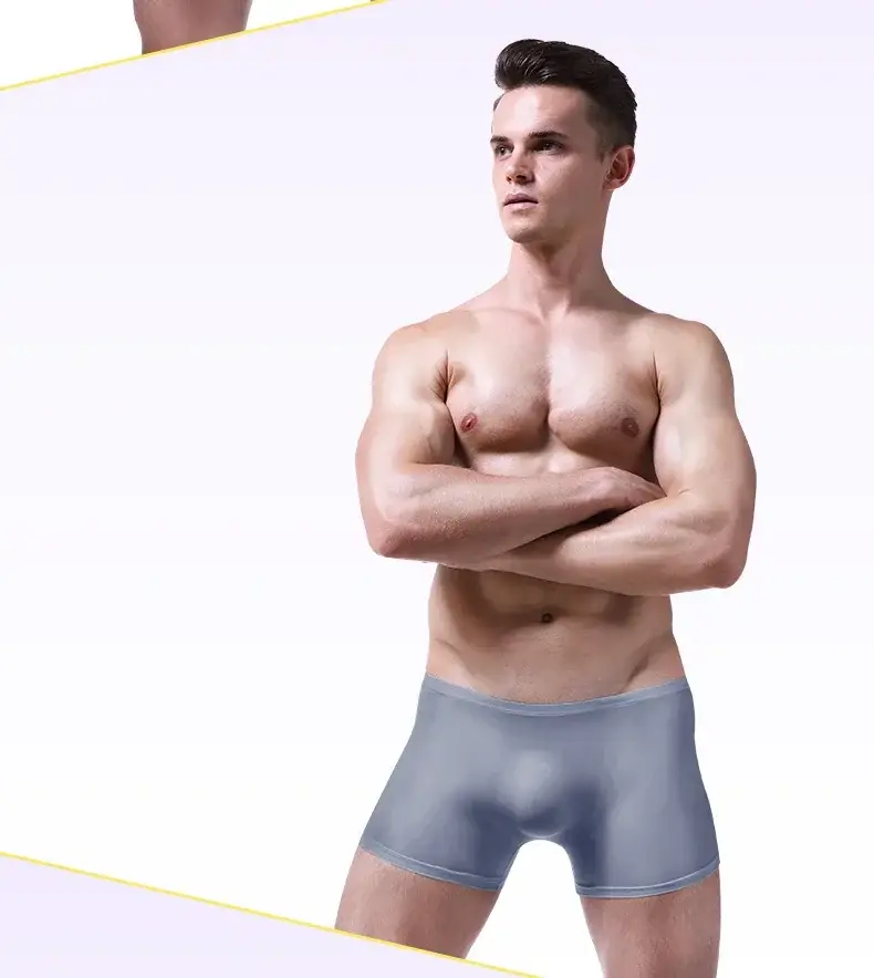 Eisseidenunterwäsche für Herren, nahtlos, ultradünn, transparent, Boxershorts, sexy, einteilig, Sommer, atmungsaktiv, Jugendflut, vier Ecken — image 18