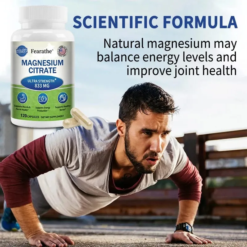Capsules de citrate de magnésium, hautement absorbables, favorise la relaxation, le sommeil, les os, le cœur, les nerfs, les muscles et le métabolisme — image 7