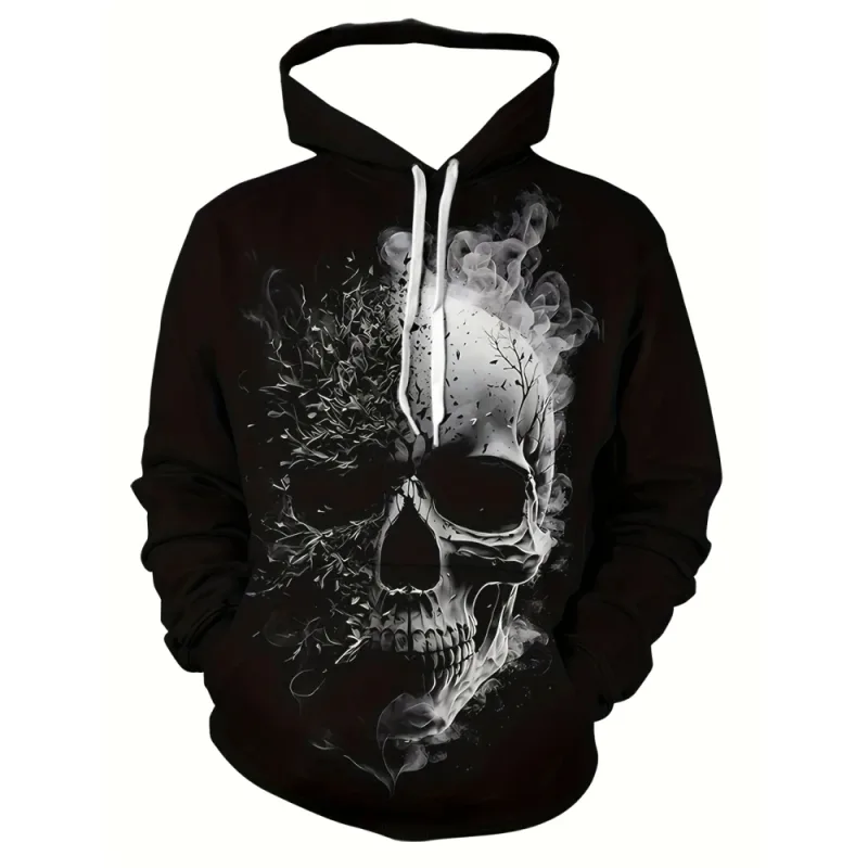Felpe con teschio e rosa stampate in 3D Abbigliamento sportivo con coulisse Top a maniche lunghe Felpe con cappuccio da uomo Street Graphic Abbigliamento da uomo