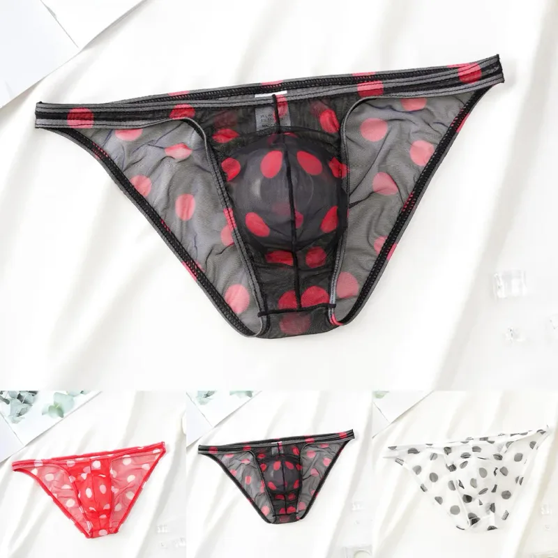 1pc Men Sexy Mesh Sheer Underwear Printed Brief Breathable Low Rise U Shape Pouch Panties Comfortable Lingerie — image 11