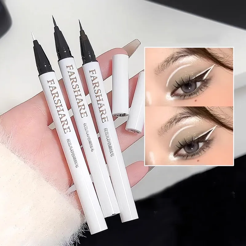 0.1 มม.สีสันปากกาอายไลเนอร์กันน้ำ Lasting Quick-Dry ง่ายสี Eye Liner เครื่องสำอางค์สีฟ้าสีชมพูสีขาวอายไลเนอร์ — image 6