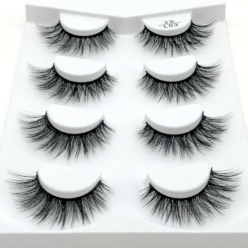 2/4 pairs of natural false eyelashes 3D mink eye eyelash extension mink eye eyelash beauty — image 5