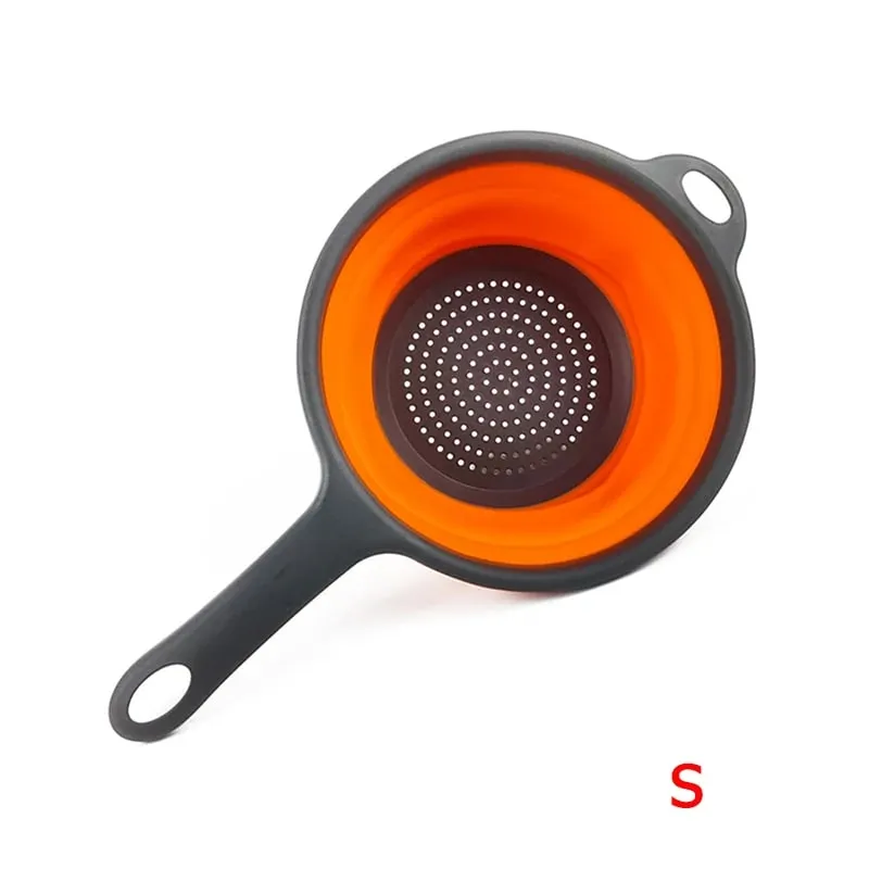 Colador plegable de silicona con mango, colador plegable de cocina para drenar Pasta, verduras, frutas, JT111 — image 14