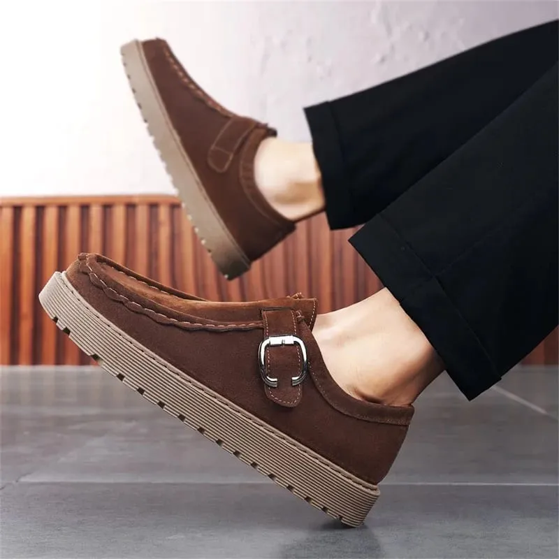 Loafers Kasual Suede Beige Lelaki dalam Saiz Besar Kasut Berjalan Tak Licin Bertapak Tebal Selesa Kasut Bergaya dan Bergaya 2025 — image 5