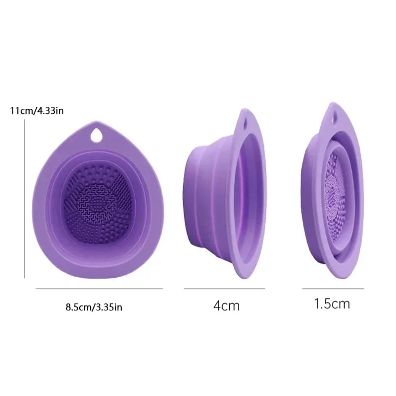 Nettoyeur de brosse de maquillage en Silicone, pliable, bol de nettoyage de brosse cosmétique, bouffante de poudre, éponge de beauté, tapis de lavage, tampon à récurer — image 6