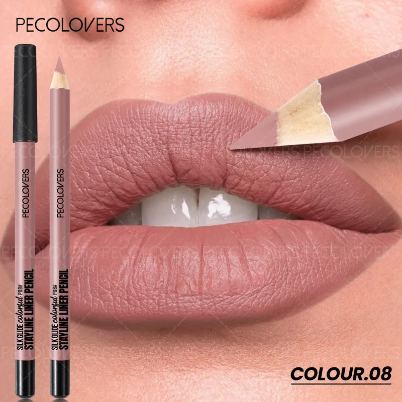 Matte Lipliner Kontur Bibir Belakang Kedua Bibir Gebu dan Menawan Tidak Mengeringkan Kosmetik Bibir Kalis Air Sesuai untuk Pemula — image 15