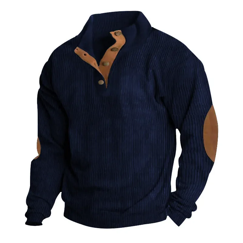 Męska bluza z długim rękawem Cargo American Splicing Patch Pullover Męska kurtka outdoorowa sztruksowa z długim rękawem — image 12