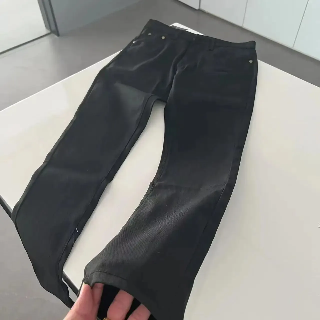 Spring Autumn 2025 New Splicing Cutting Elastic Waist Large Size Boys Washed Loose Wide Leg Big Pocket Scimitar Drawstring Jeans — image 5