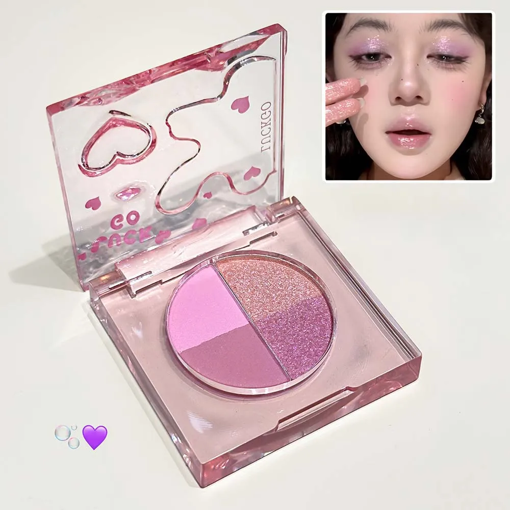 สี่สีเพชร Glitter Eyeshadow Palette MINI สีชมพูสีส้ม Matte Shimmer Eye Shadow Eye Pigments Highlighter แต่งหน้าเครื่องสำอาง — image 6