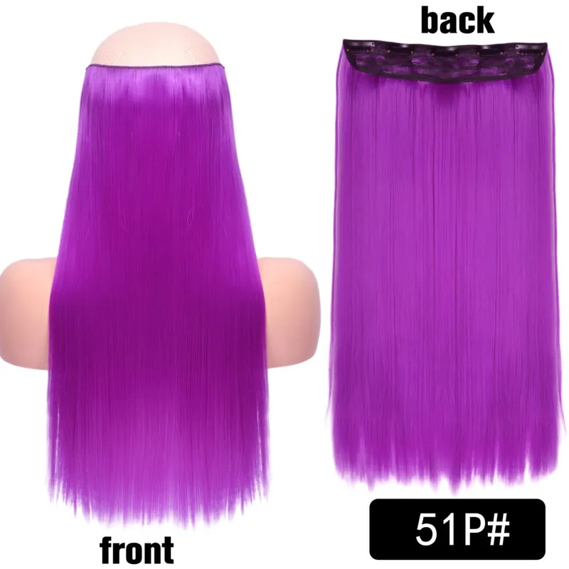 Long Straight Curly One Piece 5clips Clip-in Extensions 22Inch Heat Resistant Hairstyles Colour Mix Blonde Hair Piece For Women — image 75