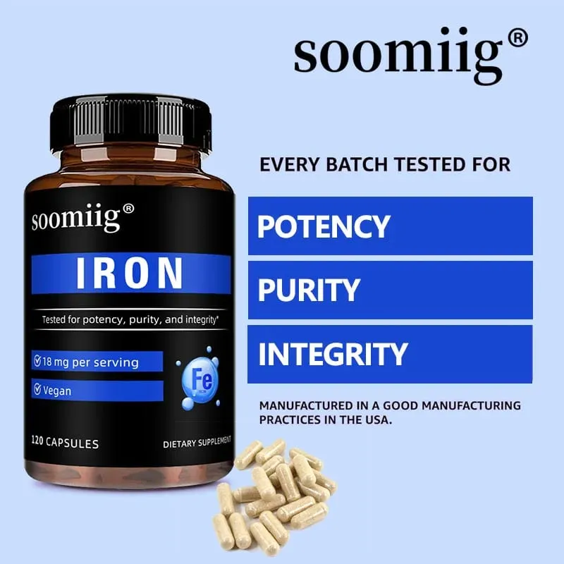 Capsules de fer, supplément de fer quotidien à haute absorption, soutient la concentration énergétique et le bien-être du corps, santé immunitaire et des globules rouges — image 6