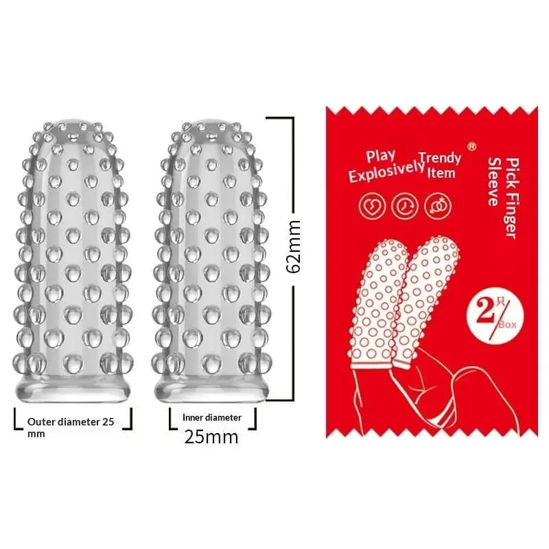2 Pack TPE Finger Sleeve No Vibrators G Spot Orgasm Massage Clitoris Stimulator Masturbators Anal Sex Toy For Woman Men Beginner