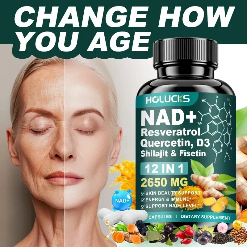 Capsule NAD+ 12 in 1 con semi d'uva curcuma supportano la produzione di energia, comfort digestivo e funzione immunitaria per donne attive — image 2