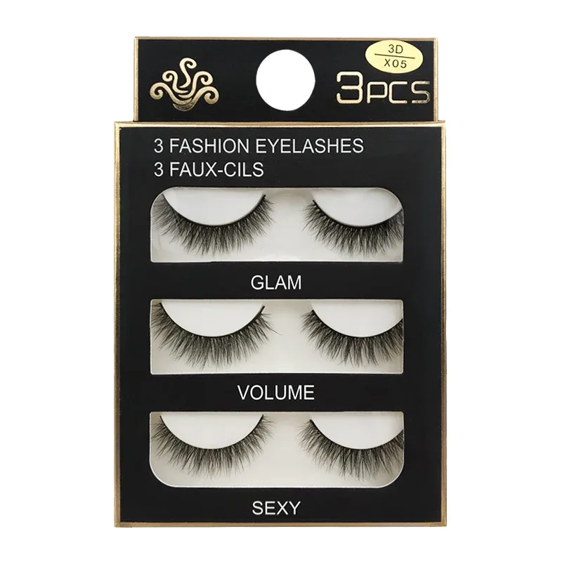 Faux Cils 3 paires de Faux Cils naturels longs en vison 3D, doux, moelleux, vaporeux, faits à la main, outils de maquillage pour les yeux, Maquiagem — image 7