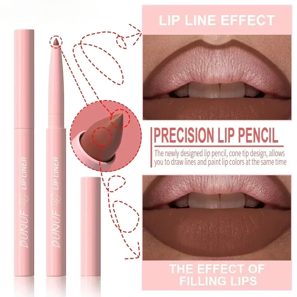 1Pc Tapered Nib Lip Liner Pencil Matte Plumping Lip Stain Lasting Waterproof Fine Lipstick Slim Lip Outline Contour Make Up Pink — image 4