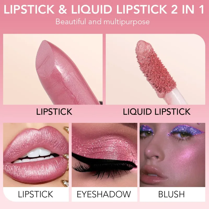 DNM Double Headed Mate ลิปสติกและลิปกลอสแต่งหน้ายาวนาน 2 In 1 Stick Moisturizing Lipgloss Tint เครื่องสำอางค์ Lip Stain — image 3