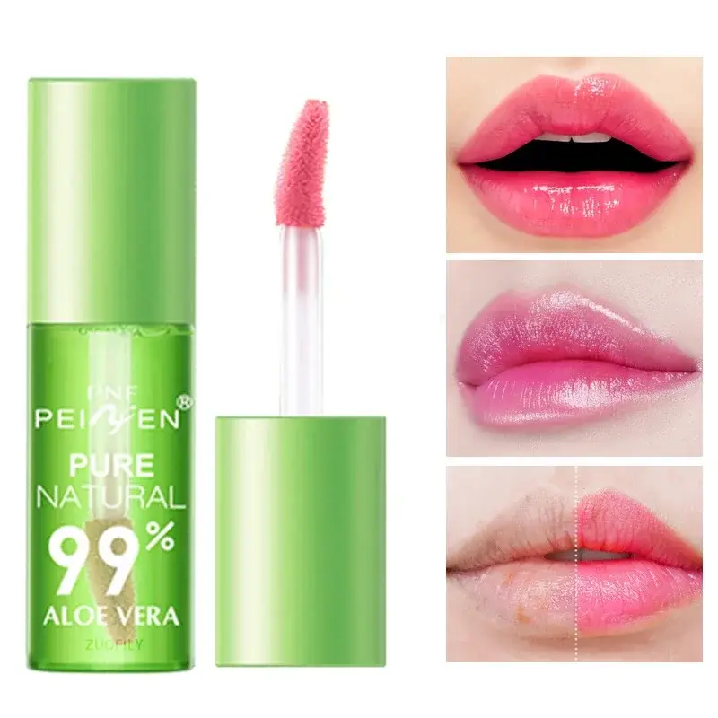 1PCS Feuchtigkeitsspendende Natürliche Aloe Essenz Lip Gloss Veränderbare Farbe Tragbare Wasserdichte Langlebige Nahrhafte Lippen Pflege Lippenstift — image 2
