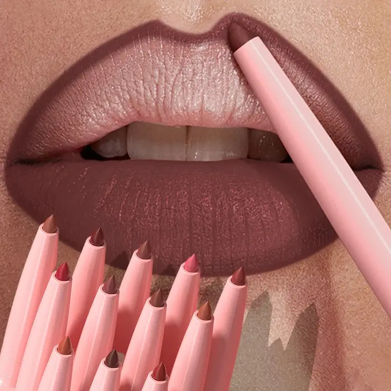 1Pc Tapered Nib Lip Liner Pencil Matte Plumping Lip Stain Lasting Waterproof Fine Lipstick Slim Lip Outline Contour Make Up Pink — image 2