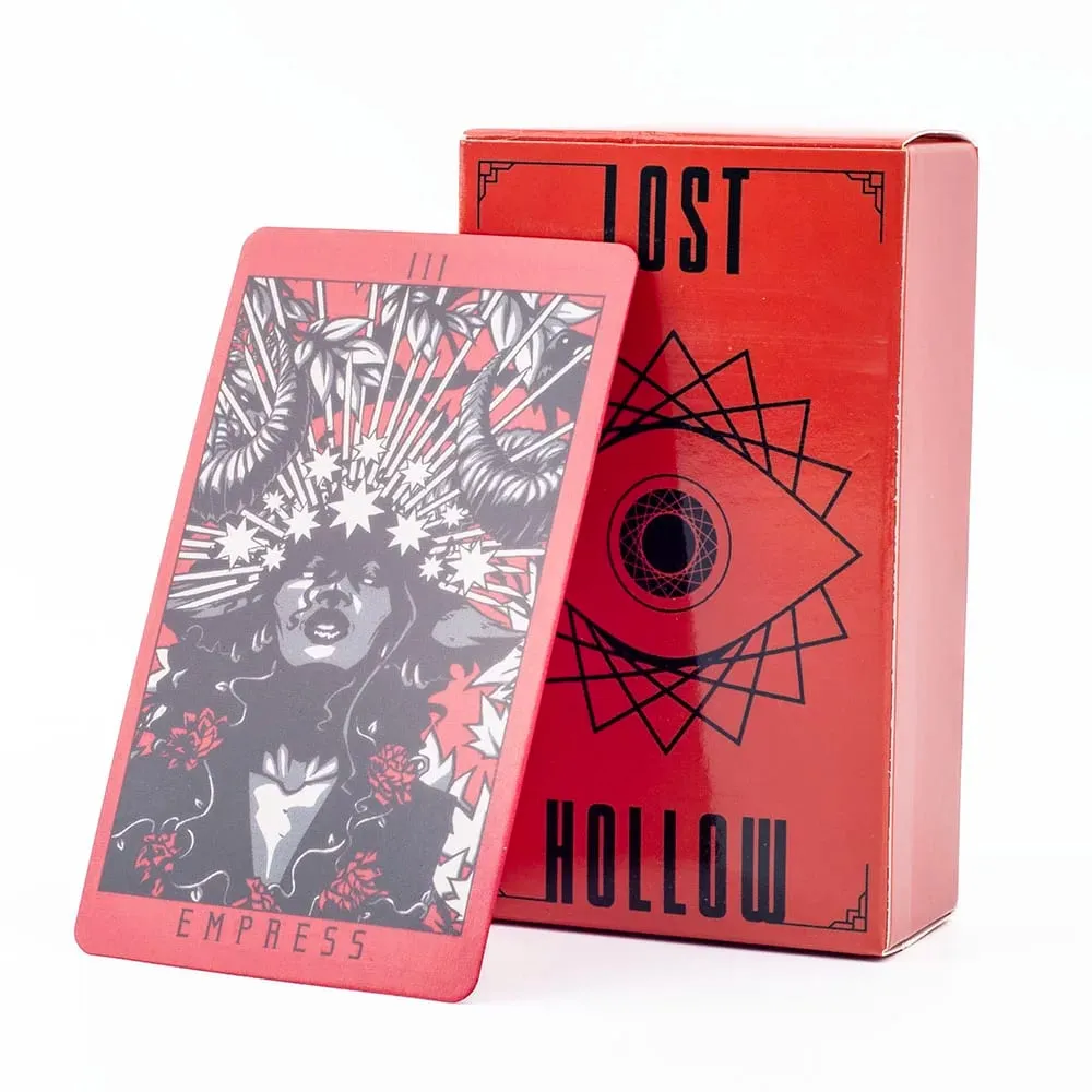 Set da gioco da 80 carte dei Tarocchi Lost Hollow con guida - Bordi dorati rossi Perfetto per feste di famiglia Dimensioni compatte 10,3x6 cm — image 2