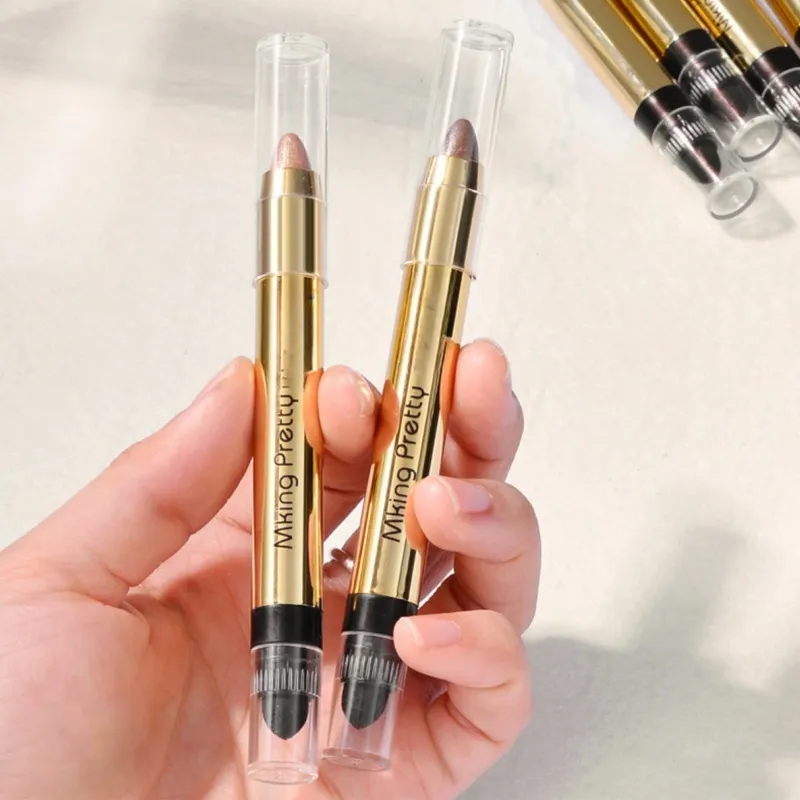 6color Eye Shadow Pen Eye Makeup Lying Silkworm Pen Double-ended Highlight Pen Eye Shadow Stick Women's Micro-pearl Matte Makeup — image 5