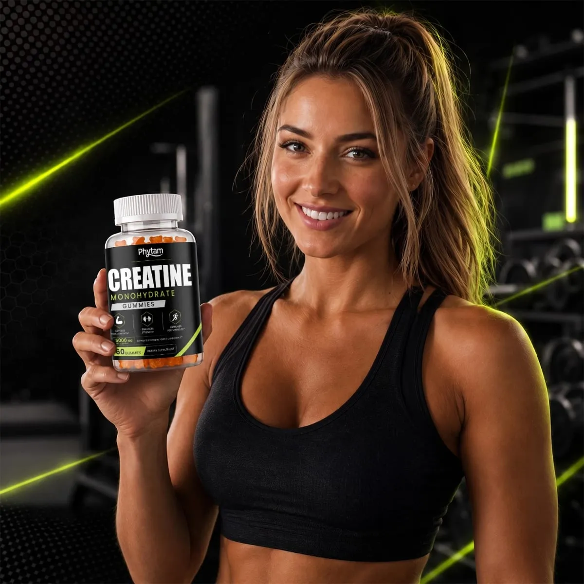 5000mg Creatine Monohydrate Bear Gummies 60 Count Chewable Daily Workout Nutrition Supplement Sinusuportahan ang Athletic Performance at Muscle Maintenance — image 7
