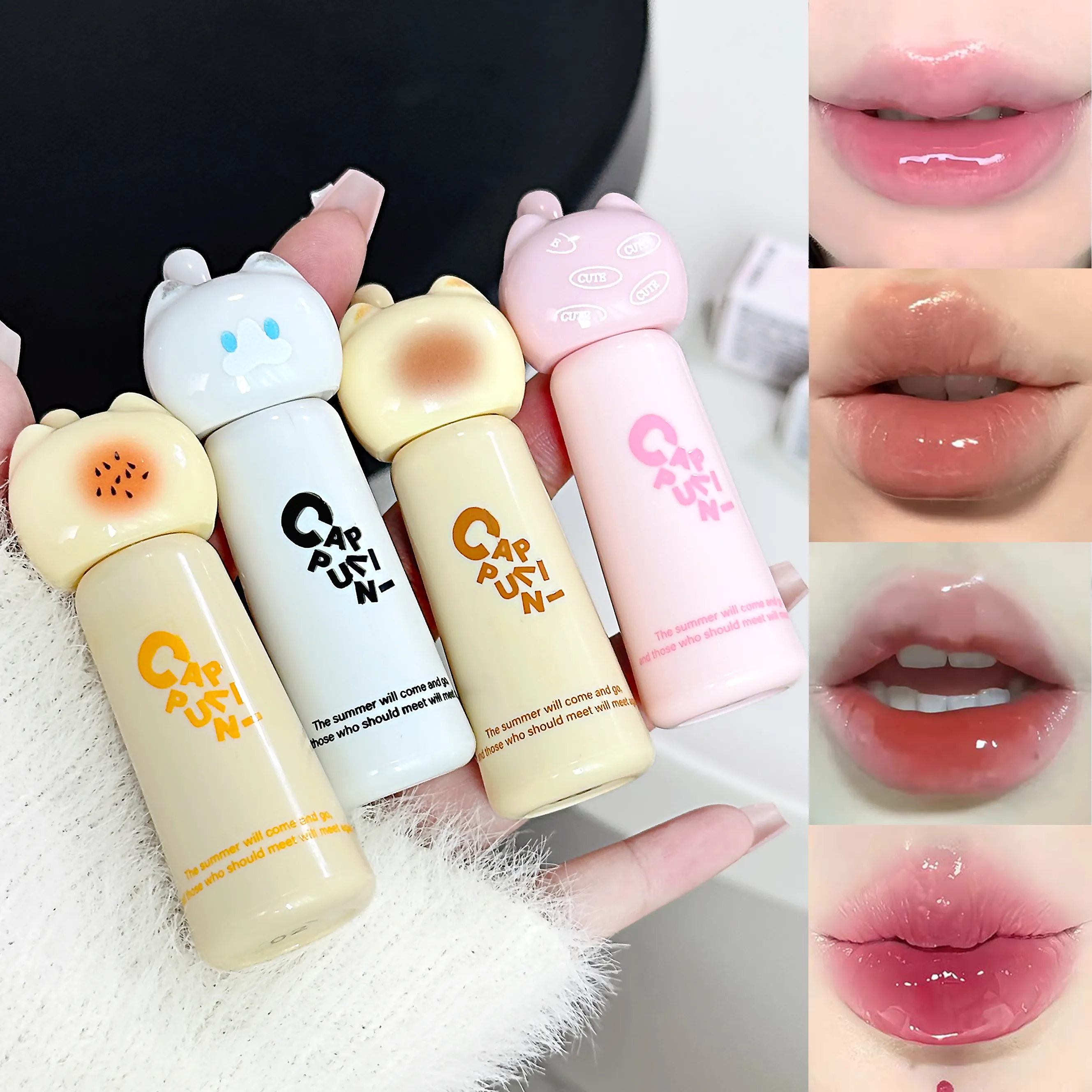ลิปกลอส Cute Cat - ลิปกลอสที่ให้ความชุ่มชื้นเรียบเนียนและติดทนนาน - 4 เฉดสี ง่ายต่อการทา Lip Stain สำหรับมือใหม่ — image 1