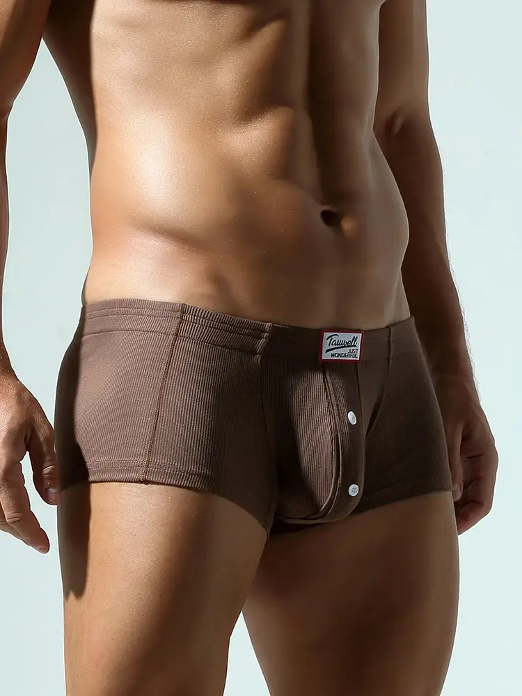 Men's Flat Underwear, Made of Synthetic Cotton, High Elasticity, Raised, Button Decoration, Comfortable Slim Fit Solid Color — image 18