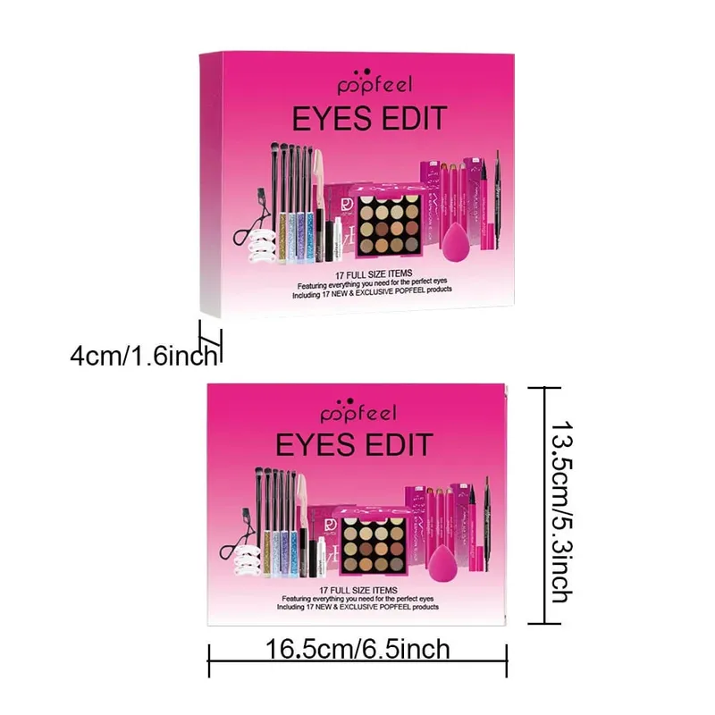 ชุดแต่งหน้าสำหรับดวงตา 22 ชิ้น: ประกอบด้วยพาเลทอายแชโดว์ 16 สี Pearl Shimmer Eyeshadow Brow Tint อายไลเนอร์สีดำ — image 4
