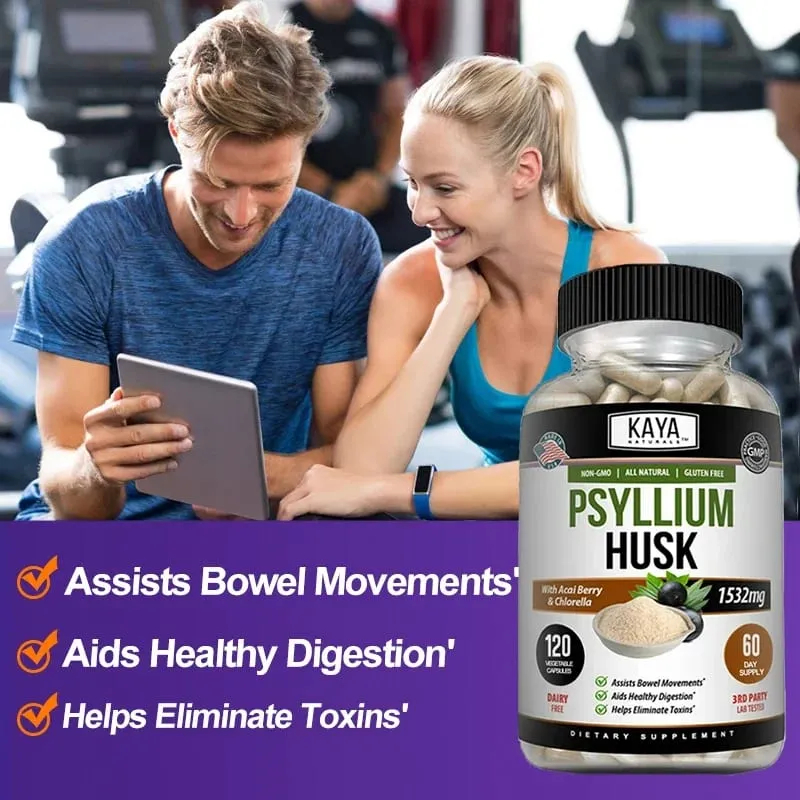 Capsules de cosse de psyllium - 1532 mg - Enrichies en racine de gingembre et en aloe vera pour favoriser la santé digestive et la détoxification de l'intestin — image 3