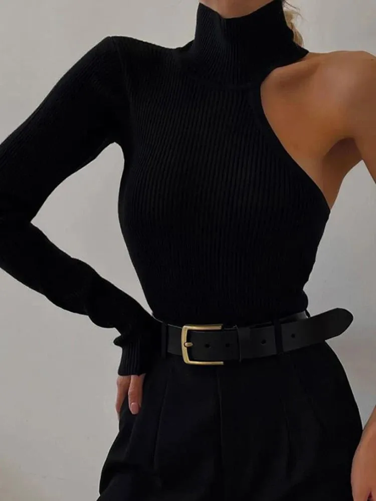 แฟนตาซีเดี่ยวแขนเสื้อปิดไหล่เซ็กซี่คอเต่า Ribbed ถัก Bodice ฤดูใบไม้ร่วง Rave ชุดชุดบอดี้สูทผู้หญิง — image 2
