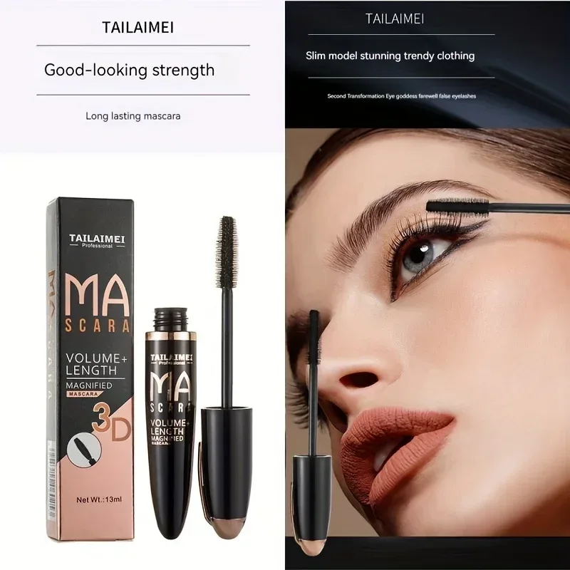 1 ST Waterdichte 3D Mascara Dikke Lange Vlekbestendige Mollige Gecodeerde Langdurige Curling Grote Oogmake-up met 360 ° Spiraalborstel — image 3