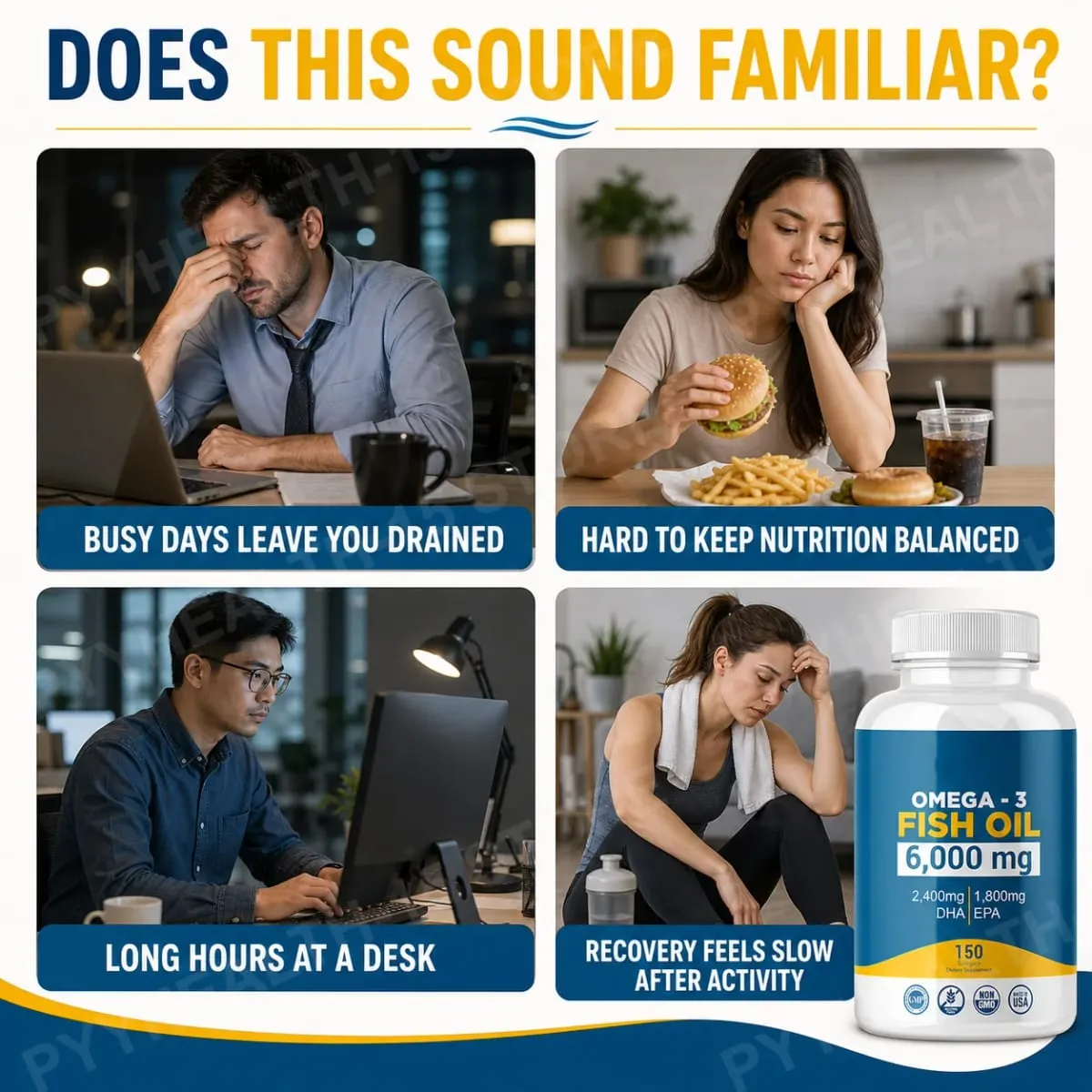 Omega-3 Olio di pesce 6000 mg Capsule molli Alto DHA Formula EPA 2400 mg DHA 1800 mg EPA Non OGM 150 capsule Cuore Cervello Supporto nutrizionale — image 4