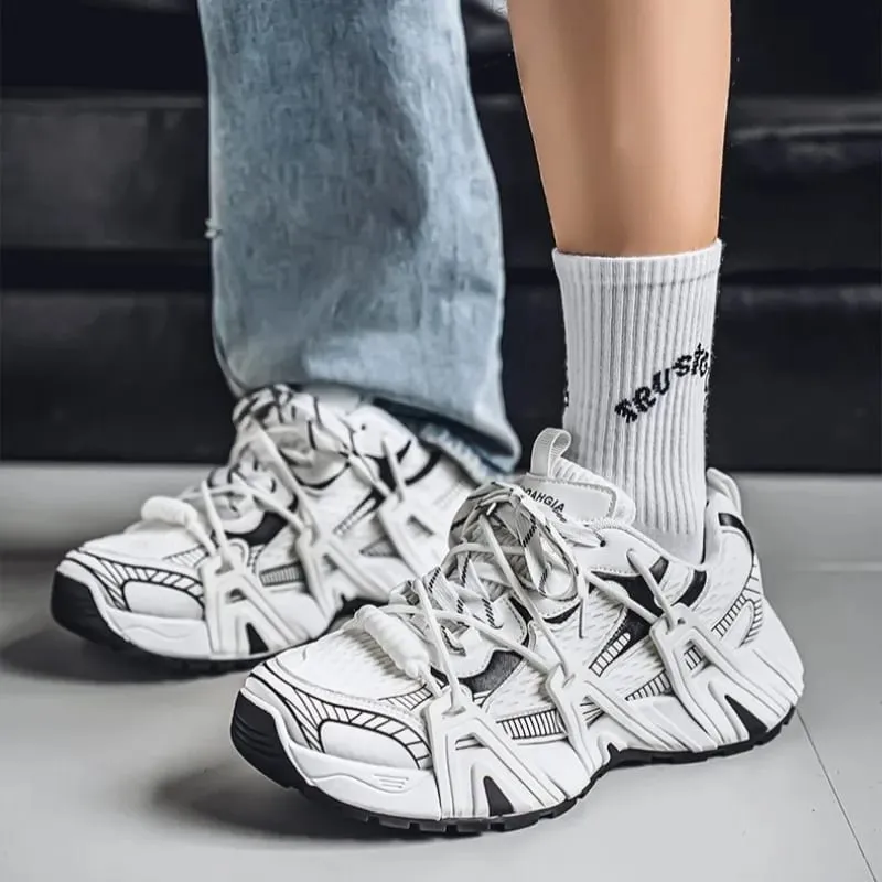Sneakers for Men Chic Breathable Anti Slip Mesh Sneakers Men Light Comfort Outdoor Casual Thick-soled Sneakers Zapatillas Hombre