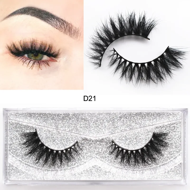 D20 réel vison cils Extension de cils naturel long ailé Volume cils à la main vison faux cils maquillage cils — image 10