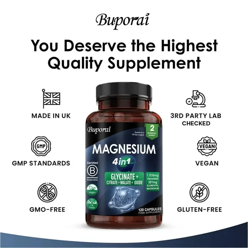 Complesso di magnesio 4 in 1 - Supporta il sistema nervoso, favorisce un sonno sano e il rilassamento muscolare e allevia lo stress — image 5