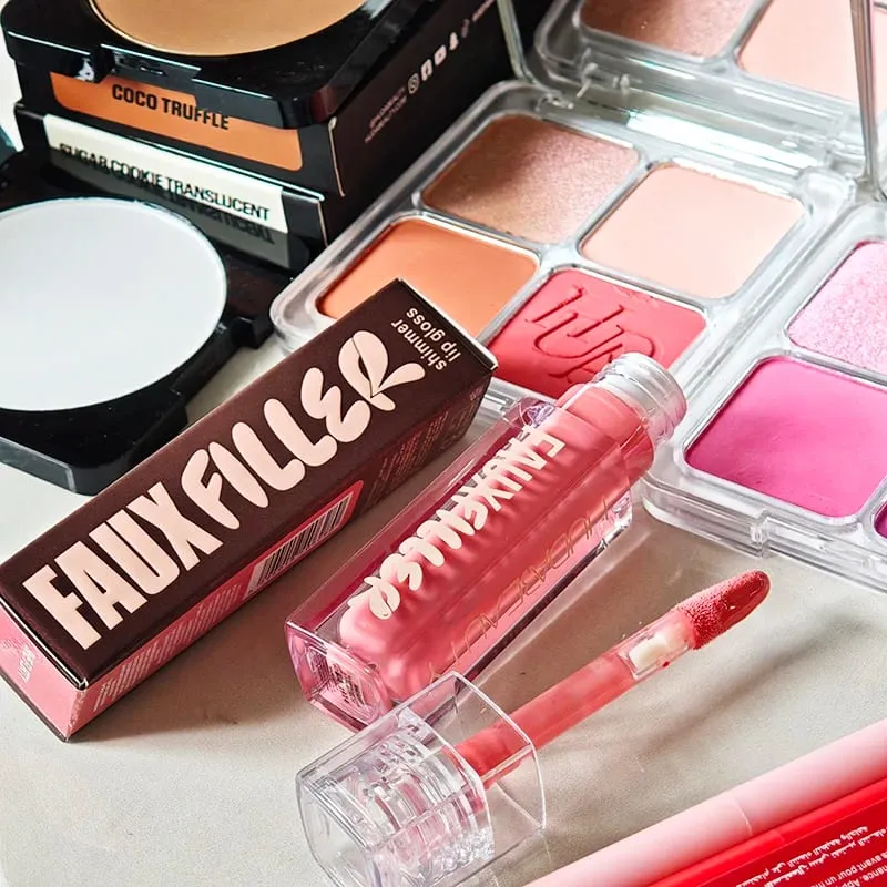Penjualan Panas Gincu Cermin Bertindak Panjang Pelembap dan Berkhasiat Lip Gloss Matte 4 Color Powder Blusher Kosmetik — image 5