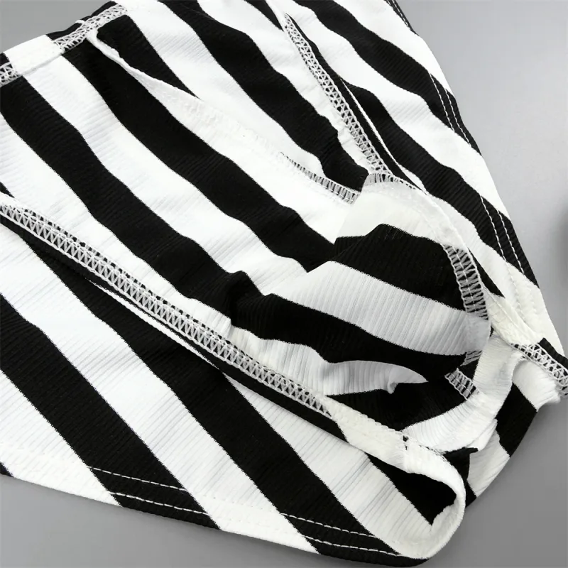 Male Striped Shiny Belt with Sexy High Fork Briefs Elastic and Comfortable Bulge Pouch Panties Quick-dry Low Waist Men Underwear — image 10