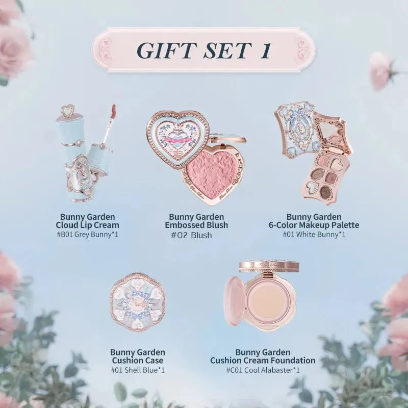 Flower Knows Bunny Garden Collection ชุดของขวัญแต่งหน้า Lip Cream Blush Cushion Cream Foundation แต่งหน้า Kit Full Professional — image 4