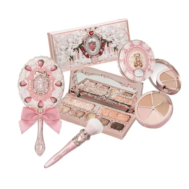 Conjunto completo de maquiagem Flor Knows Morango Rococó Glitter Matte Lipgloss Blush Power Velvet Batom Kit Conjuntos de perfume — image 2