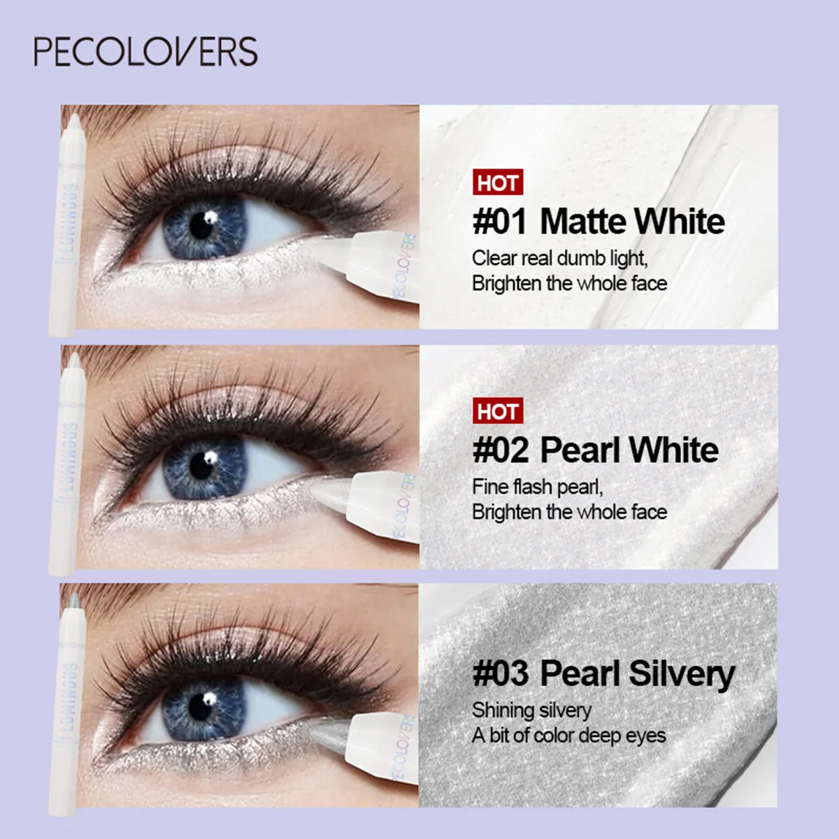 Long-lasting Brightening Highlighter Sparkling Eye Corner Lying Silk Pen Face Highlight and Eye Shadow Pearl White Gliter Pen — image 3