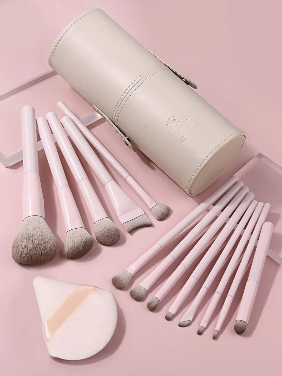 Sada 15 ks štětců na make-up s úložným kbelíkem a Triangle Powder Puff Foundation Blush Eyeshadow Contour Nástroje pro make-up celého obličeje — image 4
